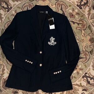Ralph Lauren Black Blazer with Embroidered Crest